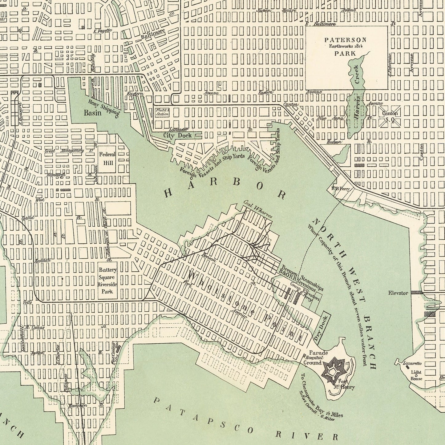 Vintage Map of Baltimore, Maryland, 1886