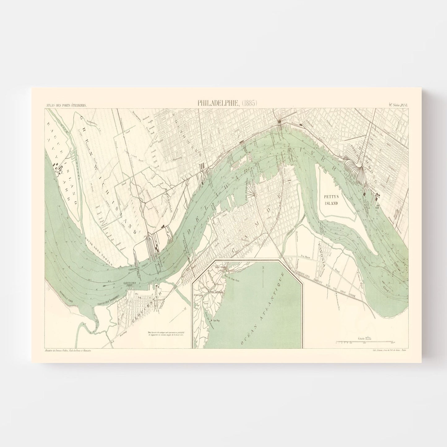 Vintage Map of Philadelphia, Pennsylvania, 1885