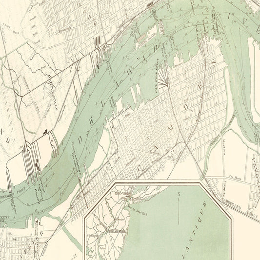 Vintage Map of Philadelphia, Pennsylvania, 1885