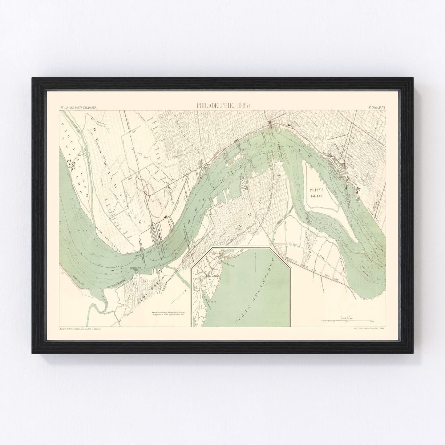 vintage map of Philadelphia, Pennsylvania, 1885