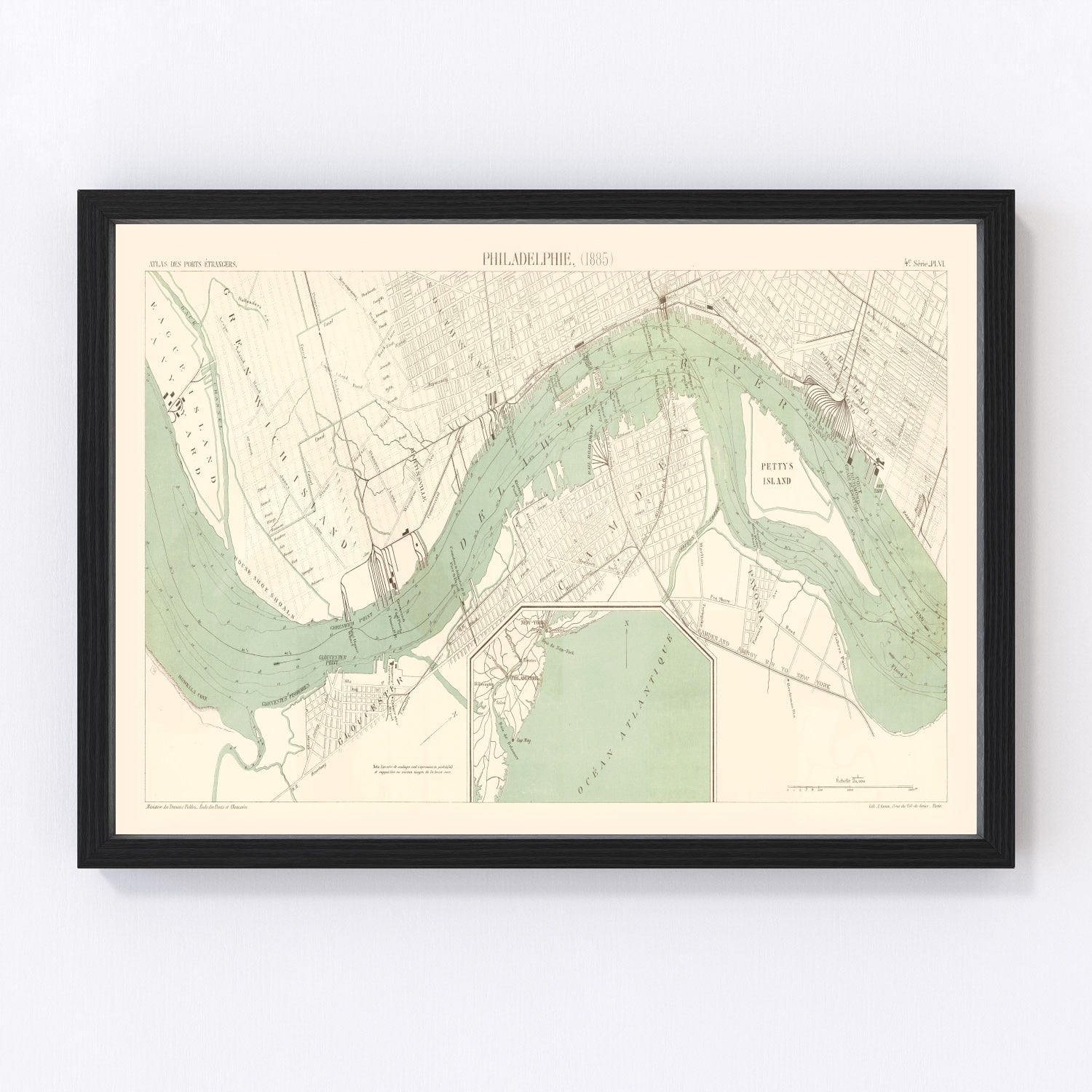 vintage map of Philadelphia, Pennsylvania, 1885
