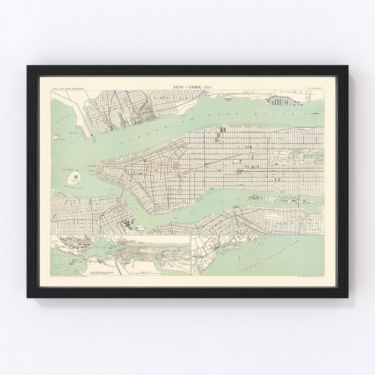 Vintage map of New York City, New York, 1886