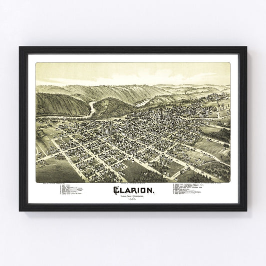 Vintage map of Clarion, Pennsylvania, 1896