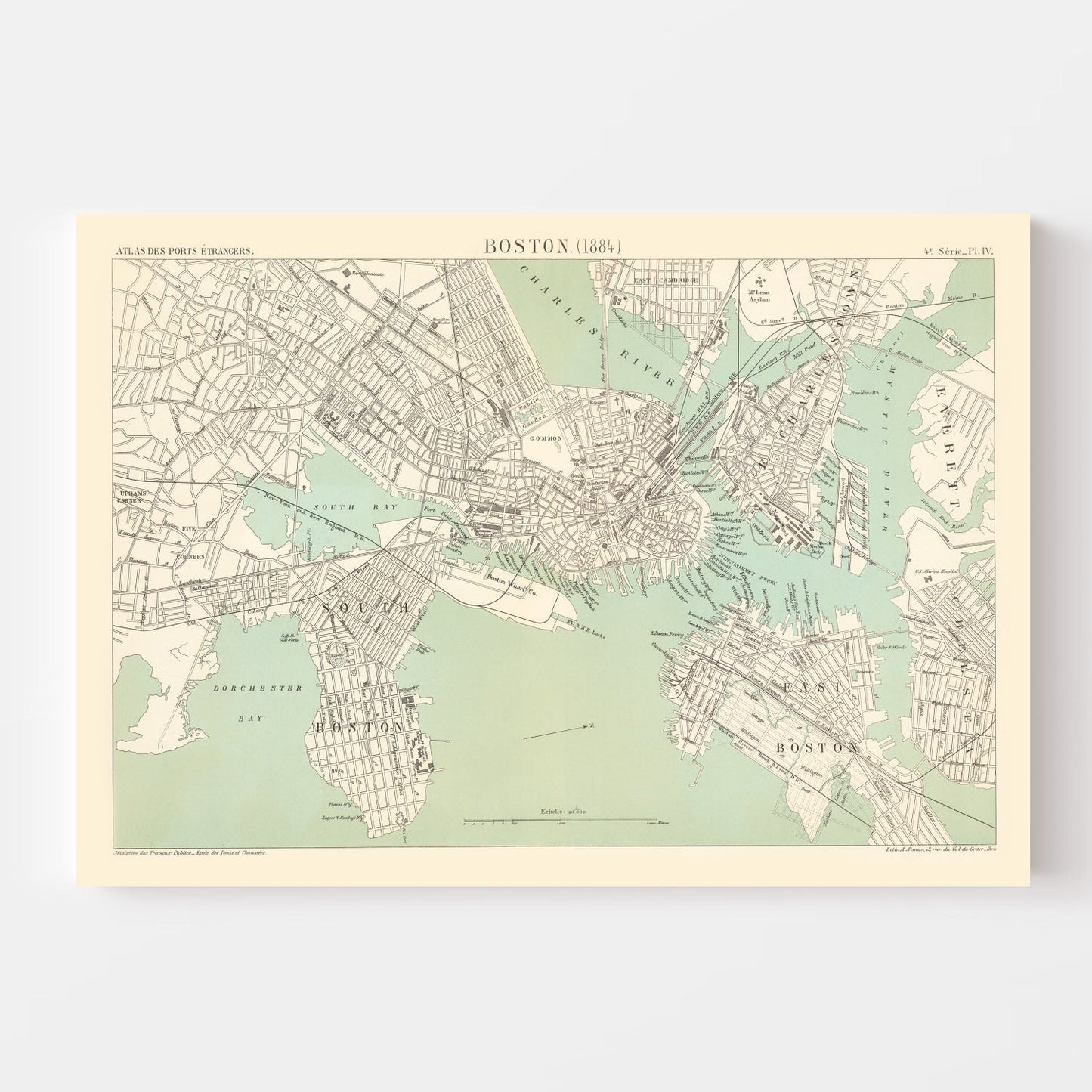 Vintage Map of Boston, Massachusetts 1884