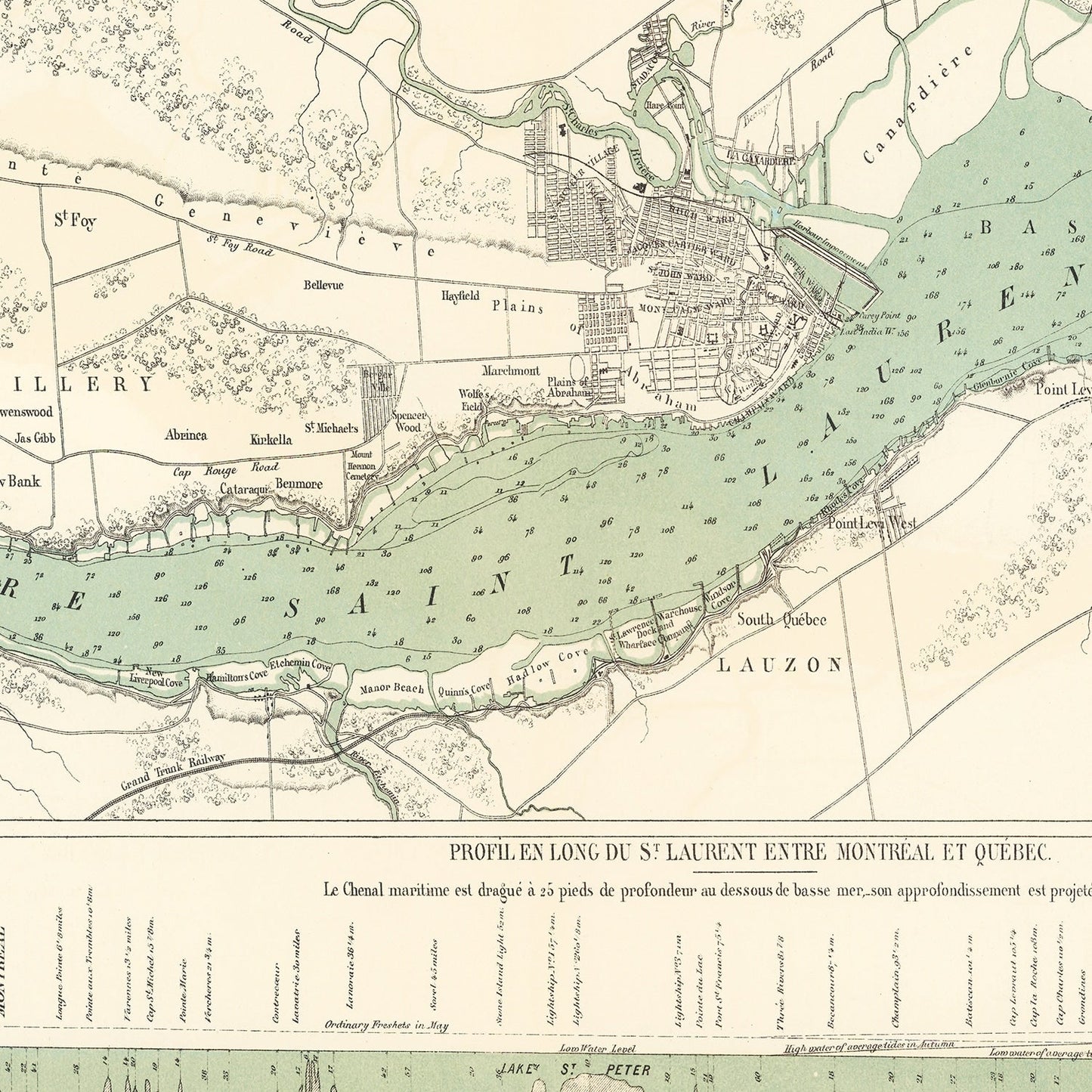 Vintage Map of Quebec, Canada, 1882