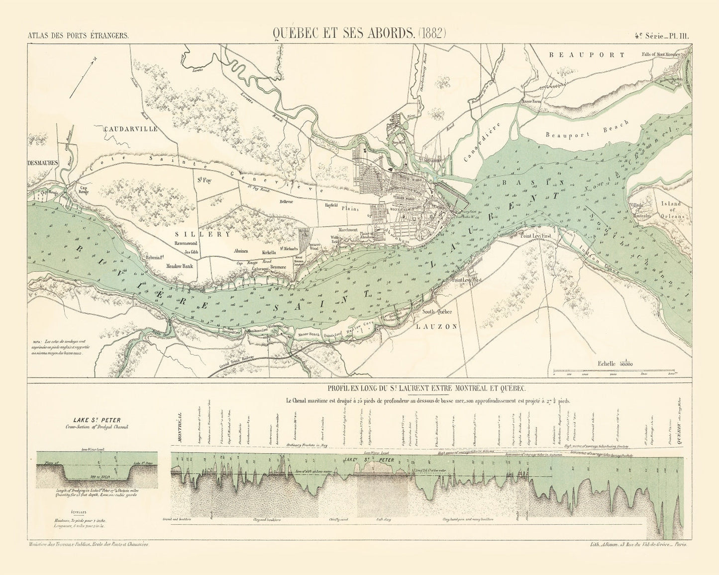 Vintage Map of Quebec, Canada, 1882