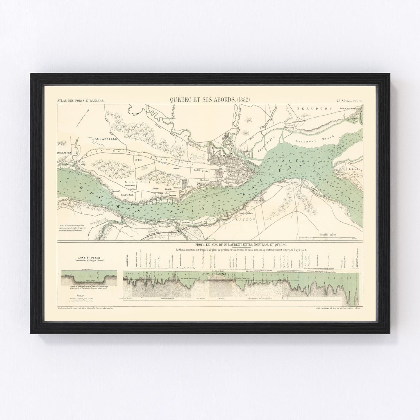 Vintage map of Quebec, Canada, 1882