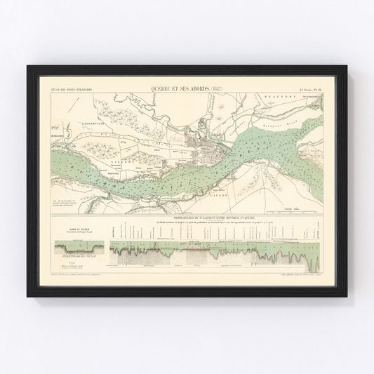 Vintage map of Quebec, Canada, 1882