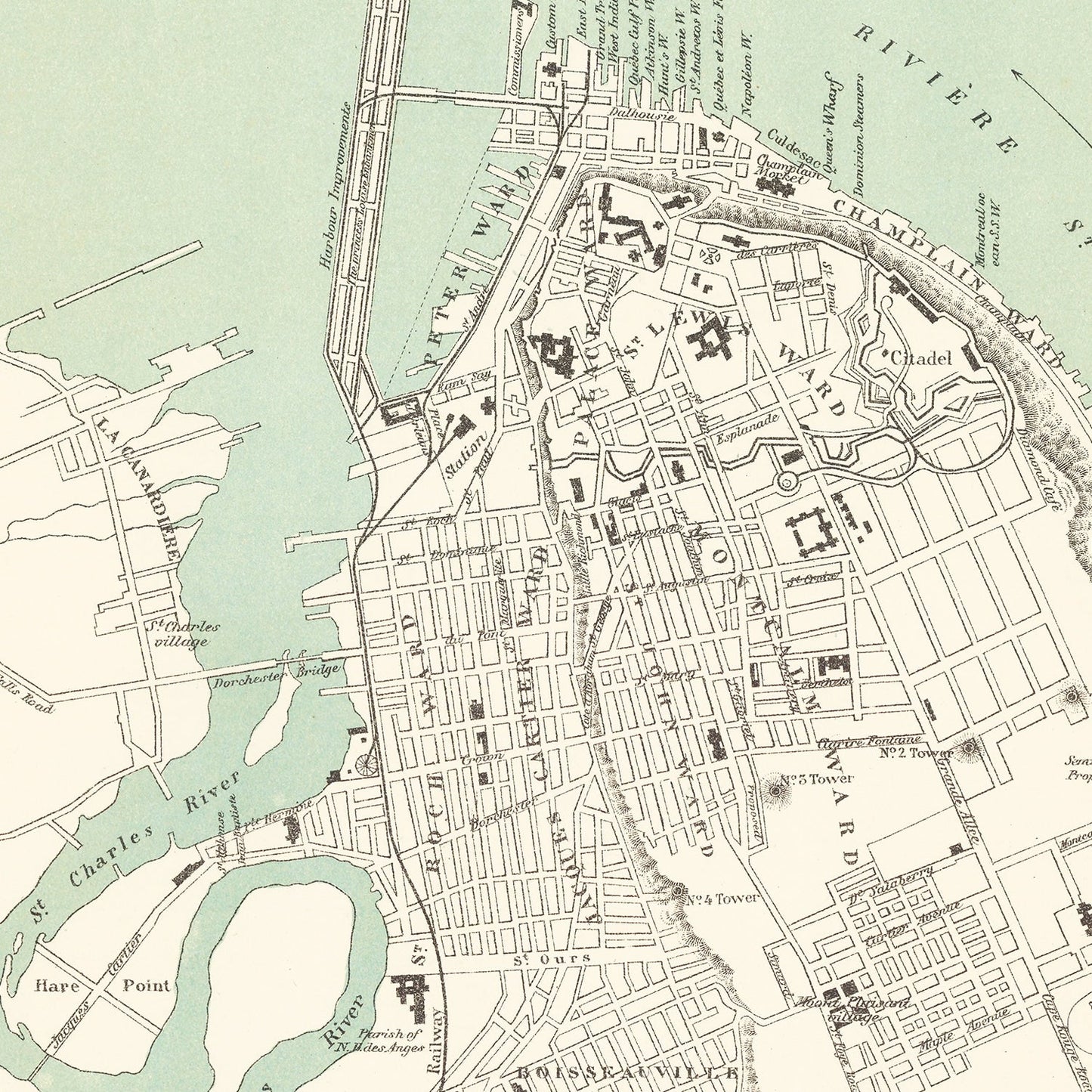 Vintage Map of Quebec, Canada, 1882