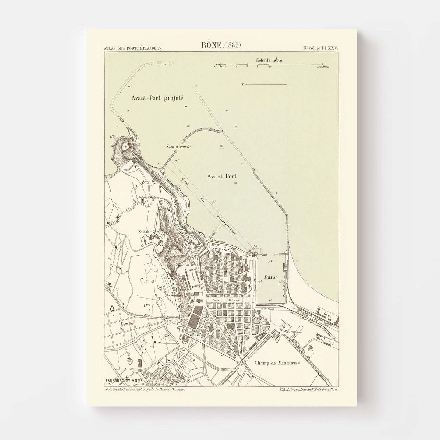 Vintage Map of Annaba, Algeria, 1886