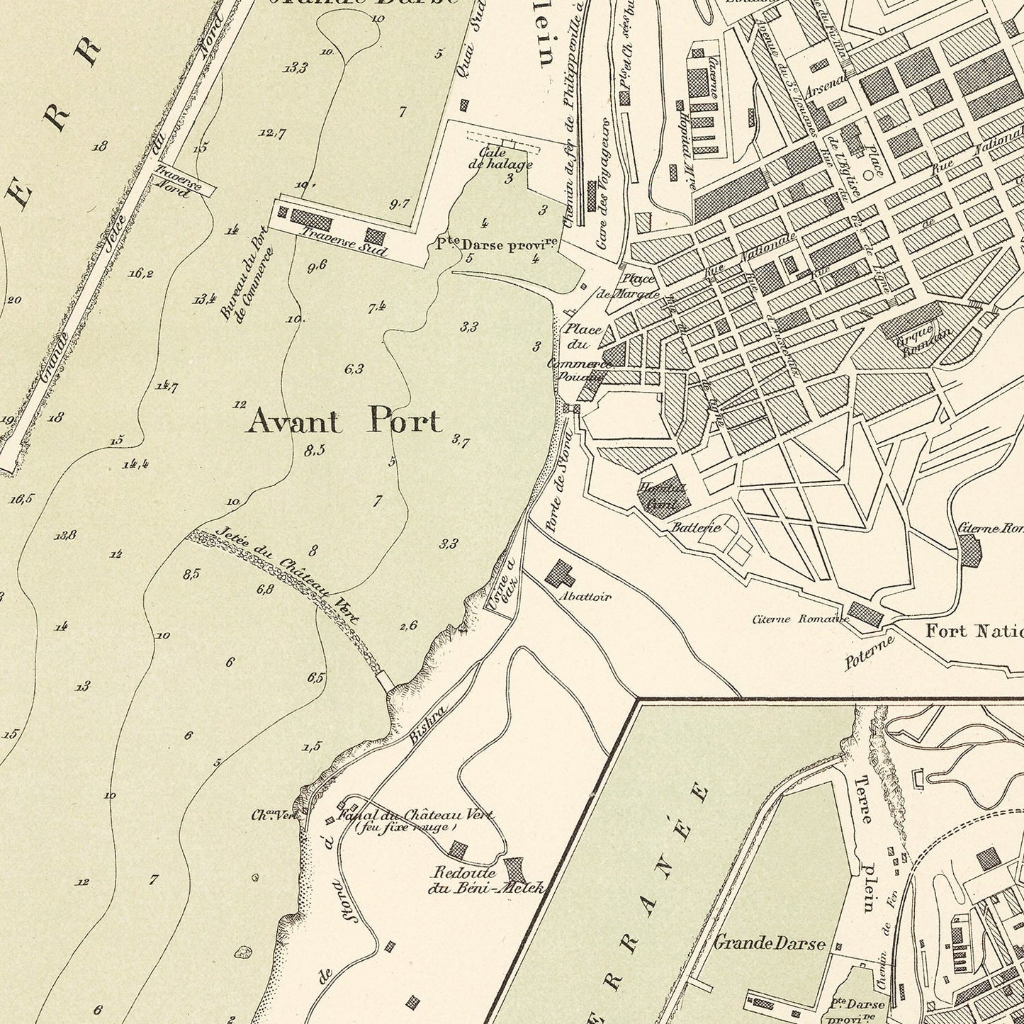 Vintage Map of Skikda, Algeria, 1886