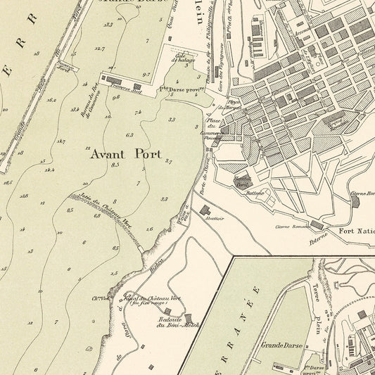 Vintage Map of Skikda, Algeria, 1886