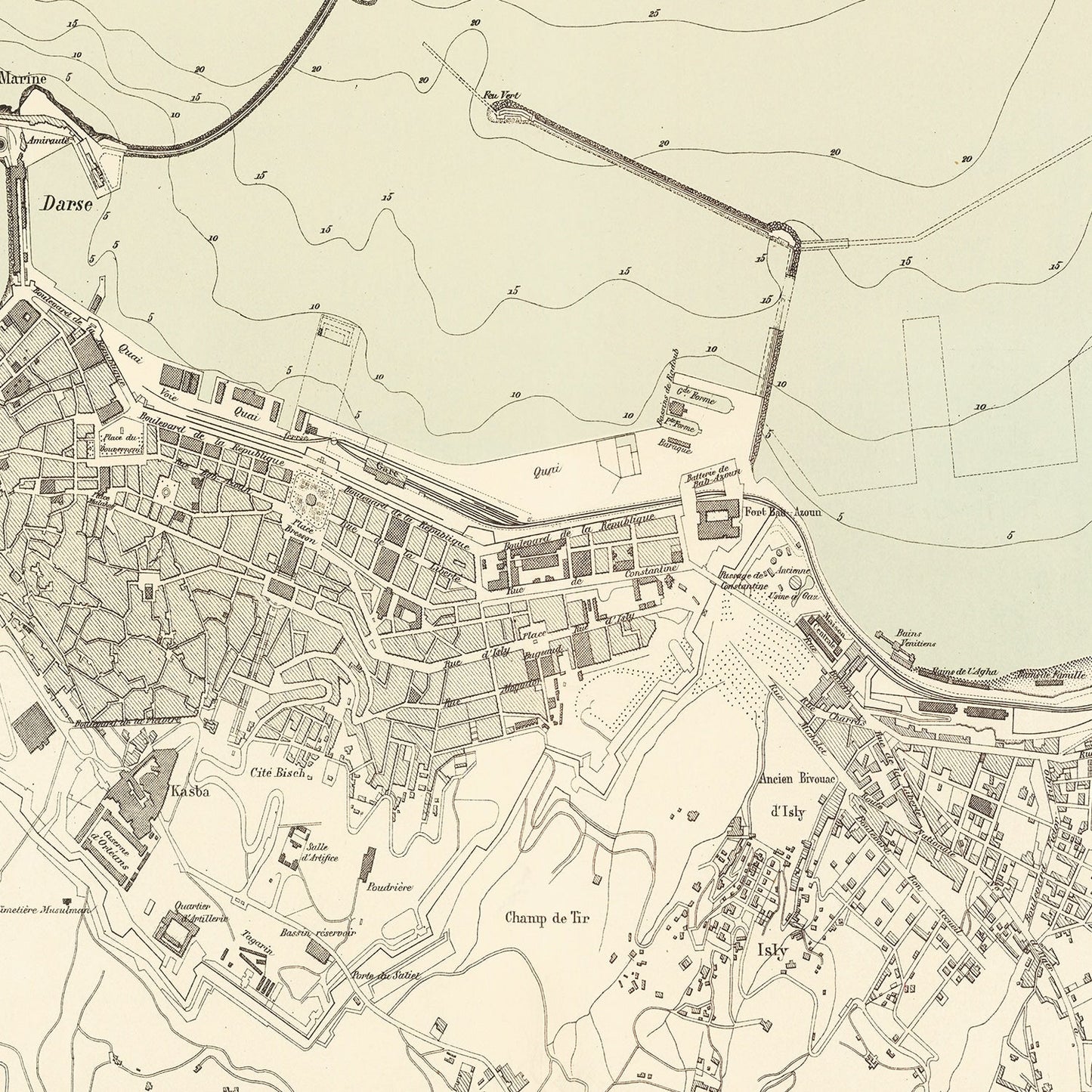 Vintage Map of Algiers, Algeria, 1886