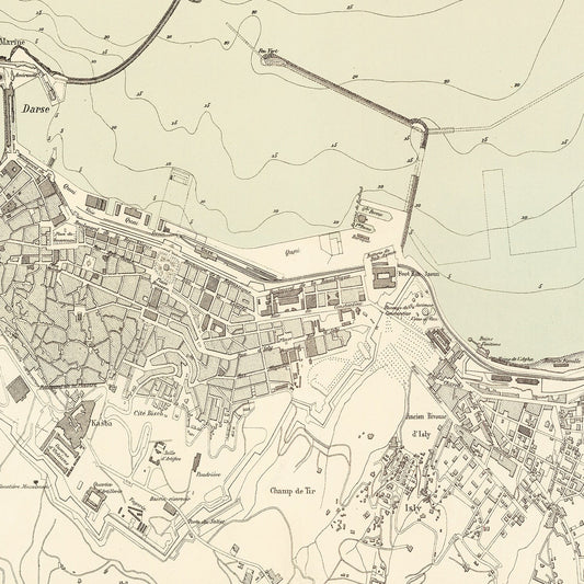 Vintage Map of Algiers, Algeria, 1886