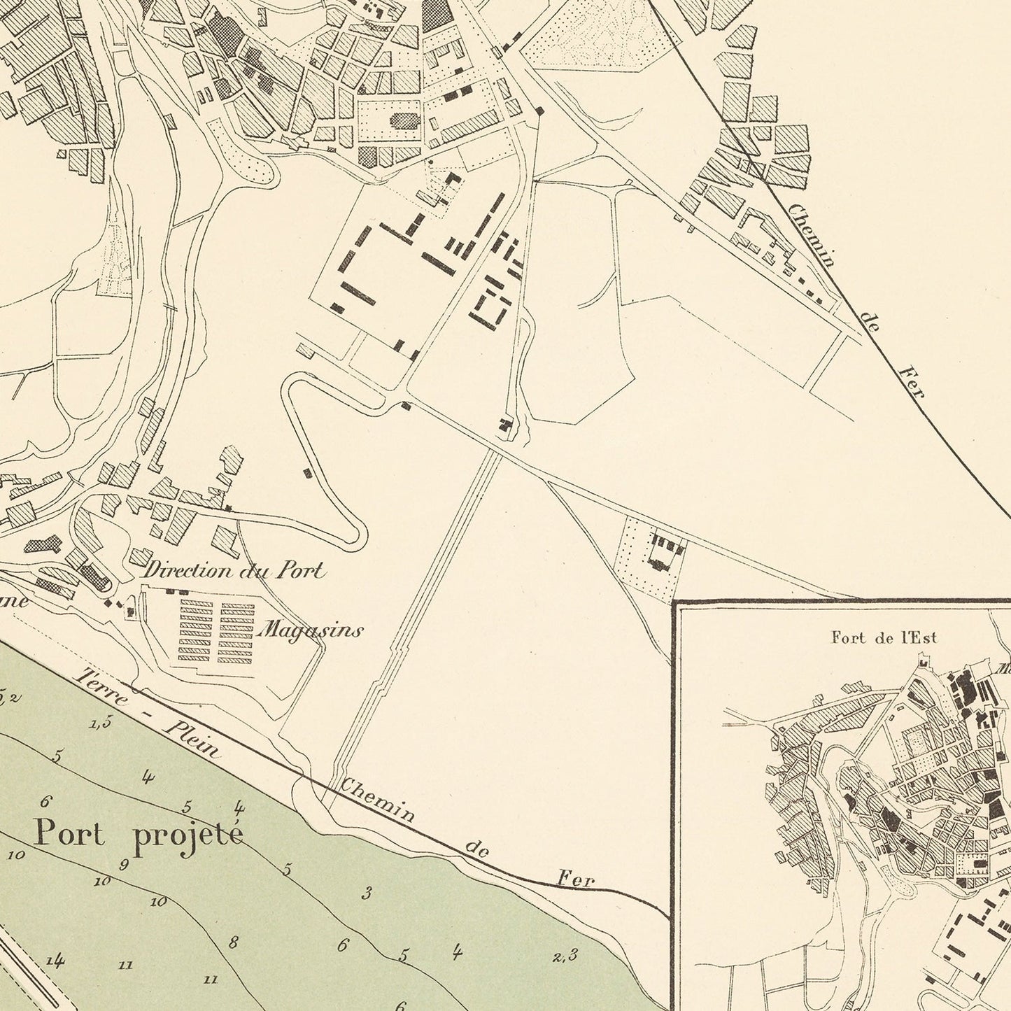 Vintage Map of Mostaganem, Algeria, 1886