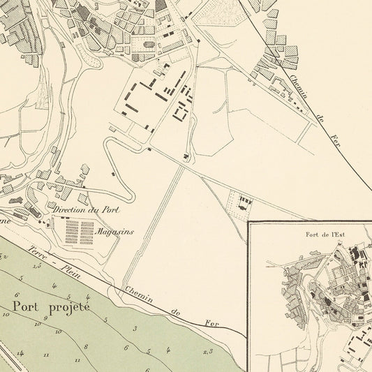 Vintage Map of Mostaganem, Algeria, 1886