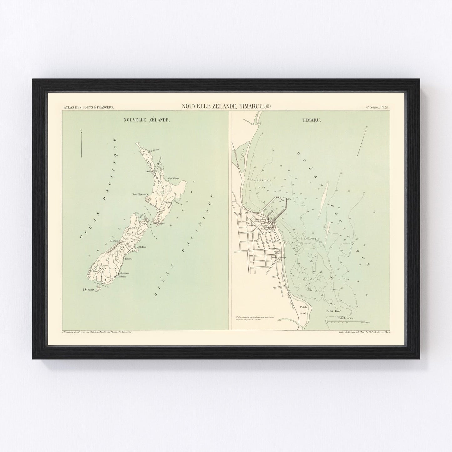 vintage map of Timaru, New Zealand, 1890