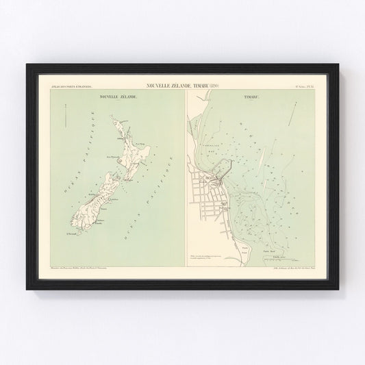 vintage map of Timaru, New Zealand, 1890