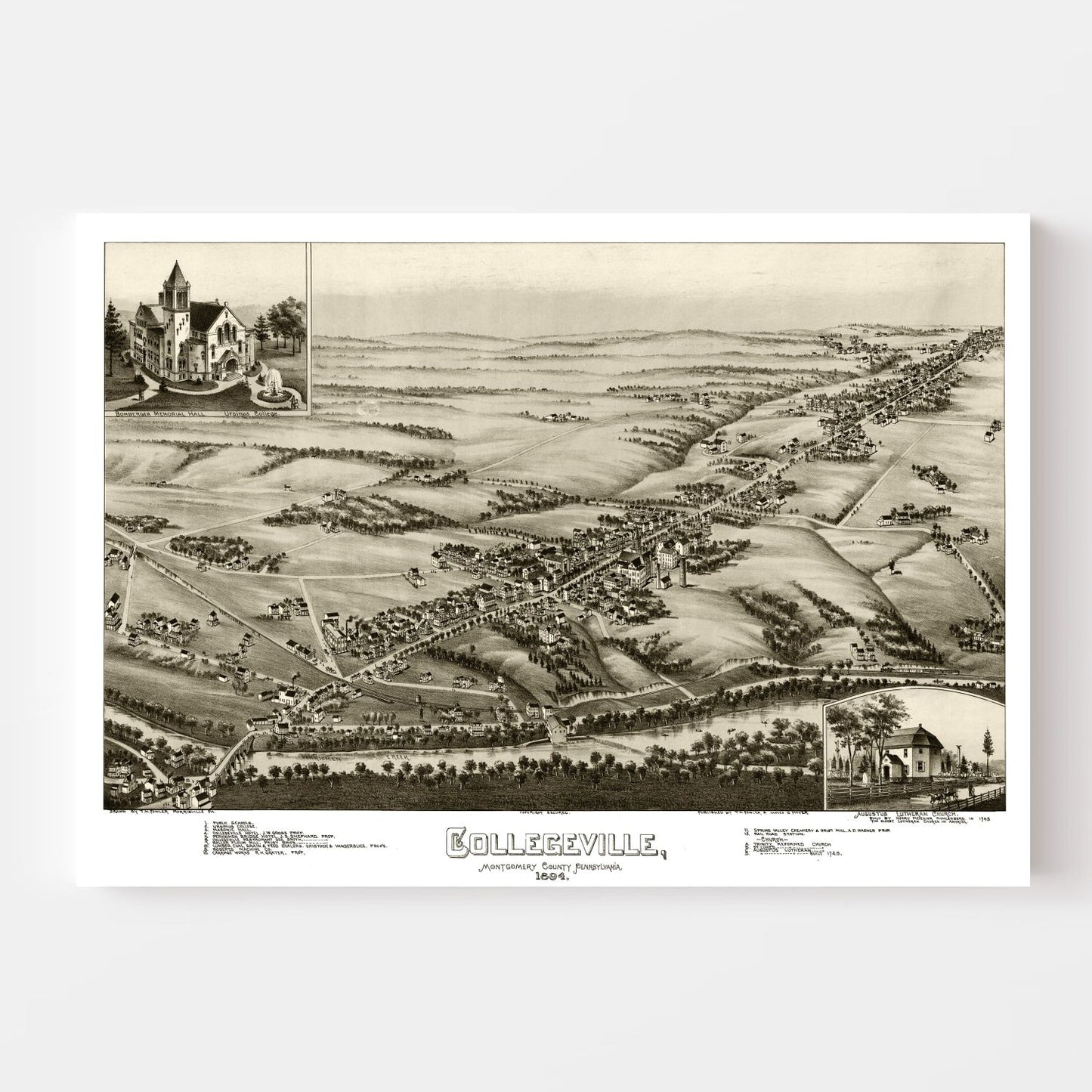 Vintage Map of Collegeville, Pennsylvania, 1894