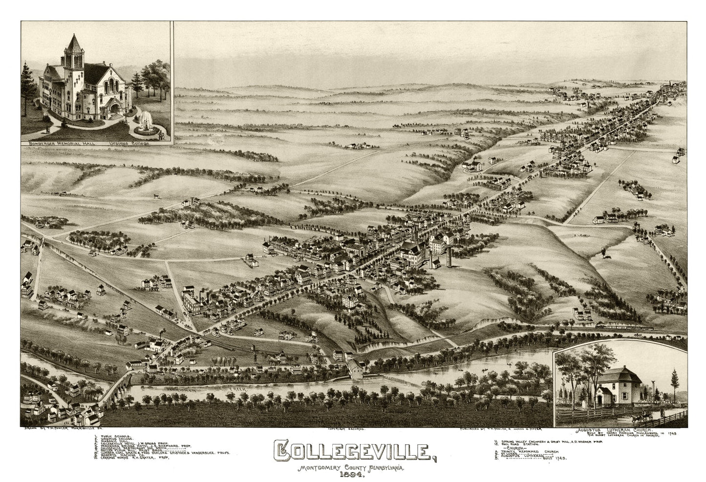 Vintage Map of Collegeville, Pennsylvania, 1894