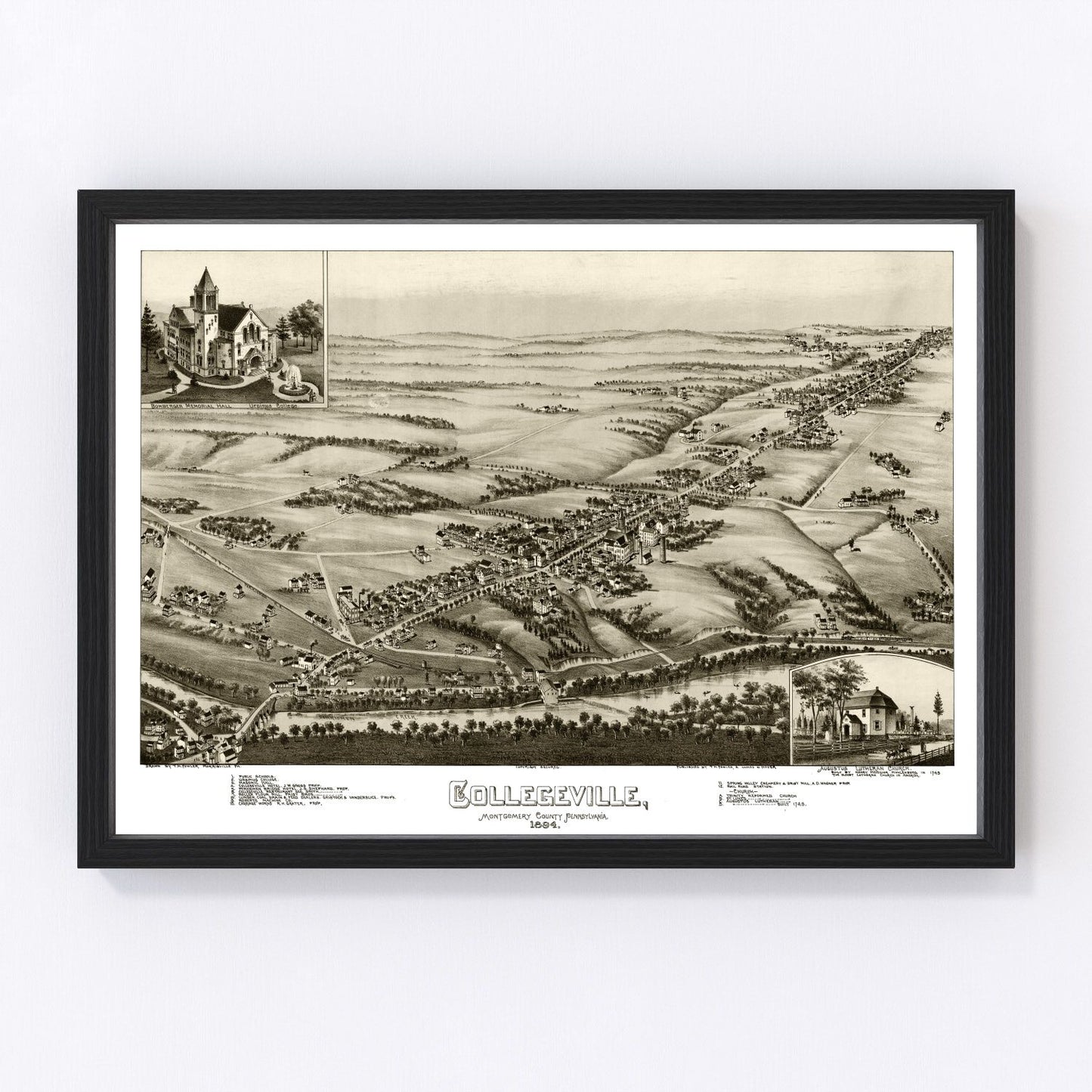 vintage map of Collegeville, Pennsylvania, 1894
