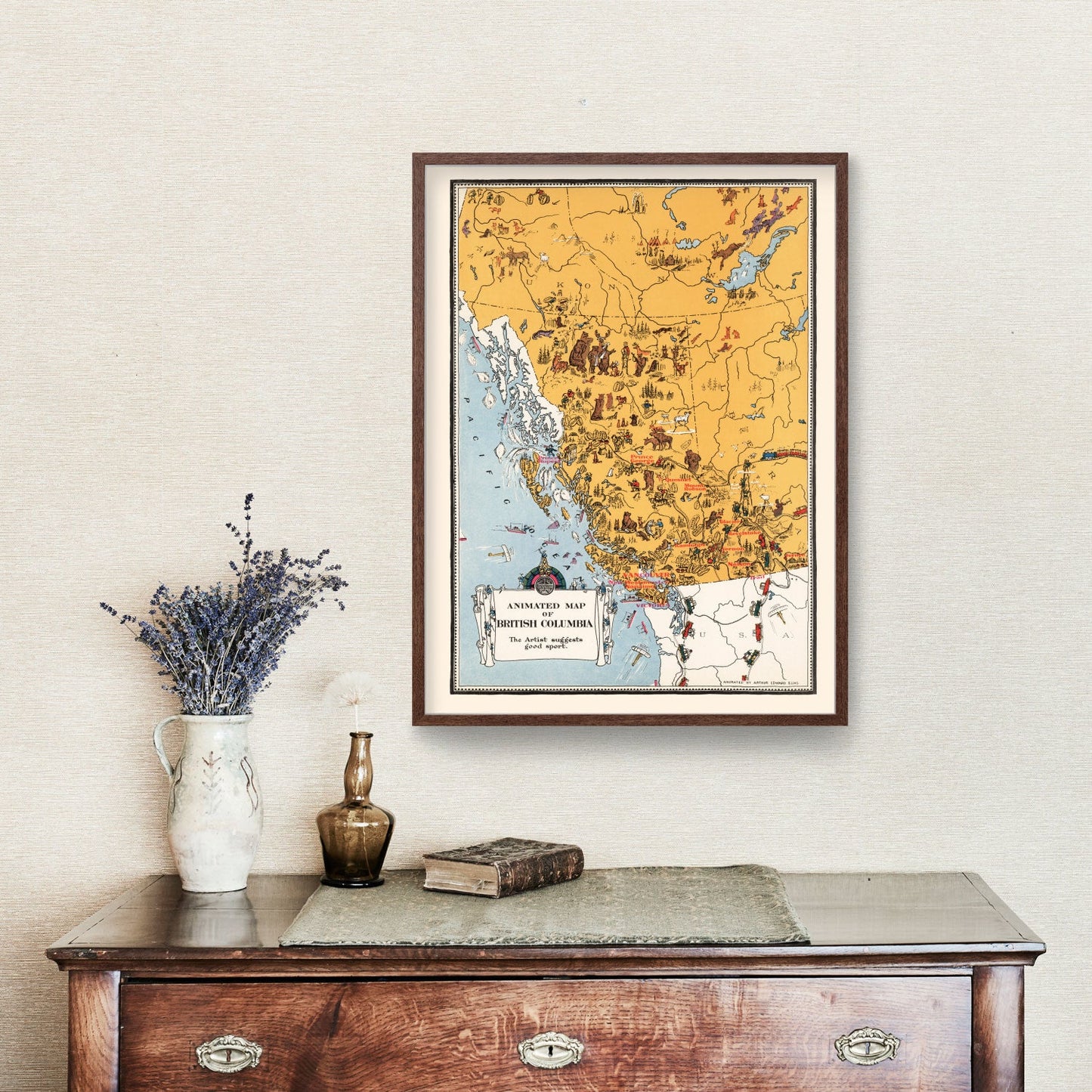 Vintage Map of Alberta, Canada, 1929