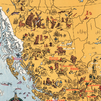 Vintage Map of Alberta, Canada, 1929
