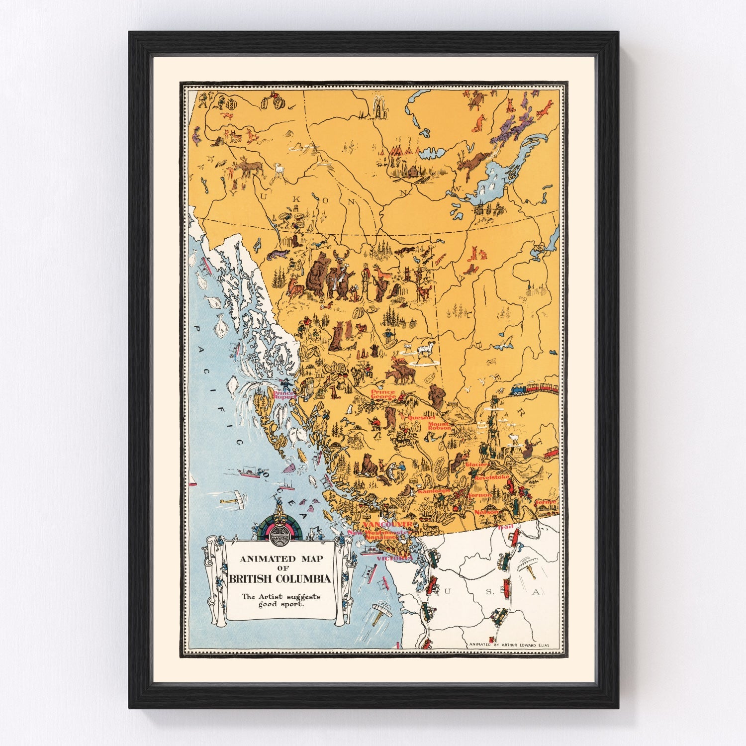 Vintage map of Alberta, Canada, 1929 - restored historic province cartography print