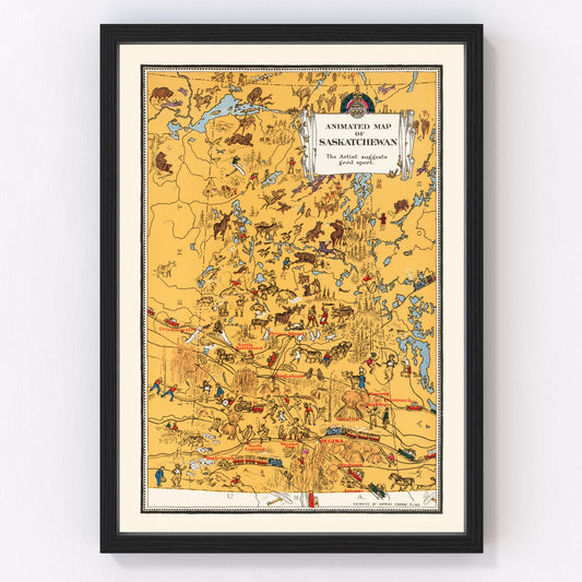 Vintage map of Saskatchewan, Canada, 1929