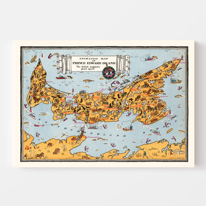 Vintage Map of Prince Edward Island, Canada, 1929