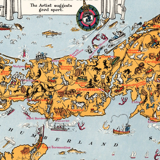 Vintage Map of Prince Edward Island, Canada, 1929