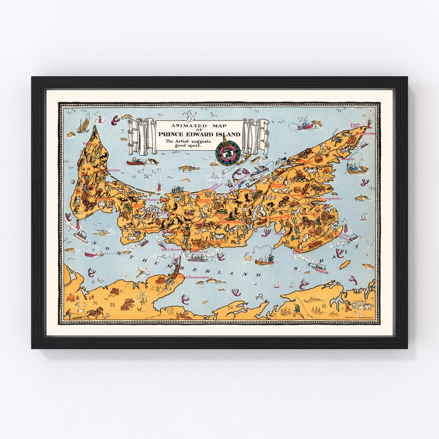 Vintage map of Prince Edward Island, Canada, 1929