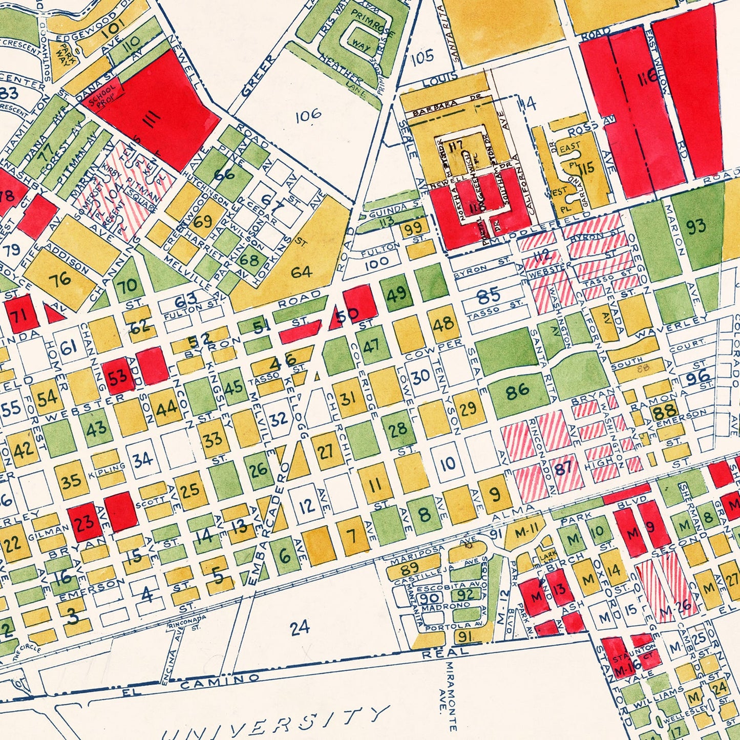 Vintage Map of Palo Alto, California, 1925 II