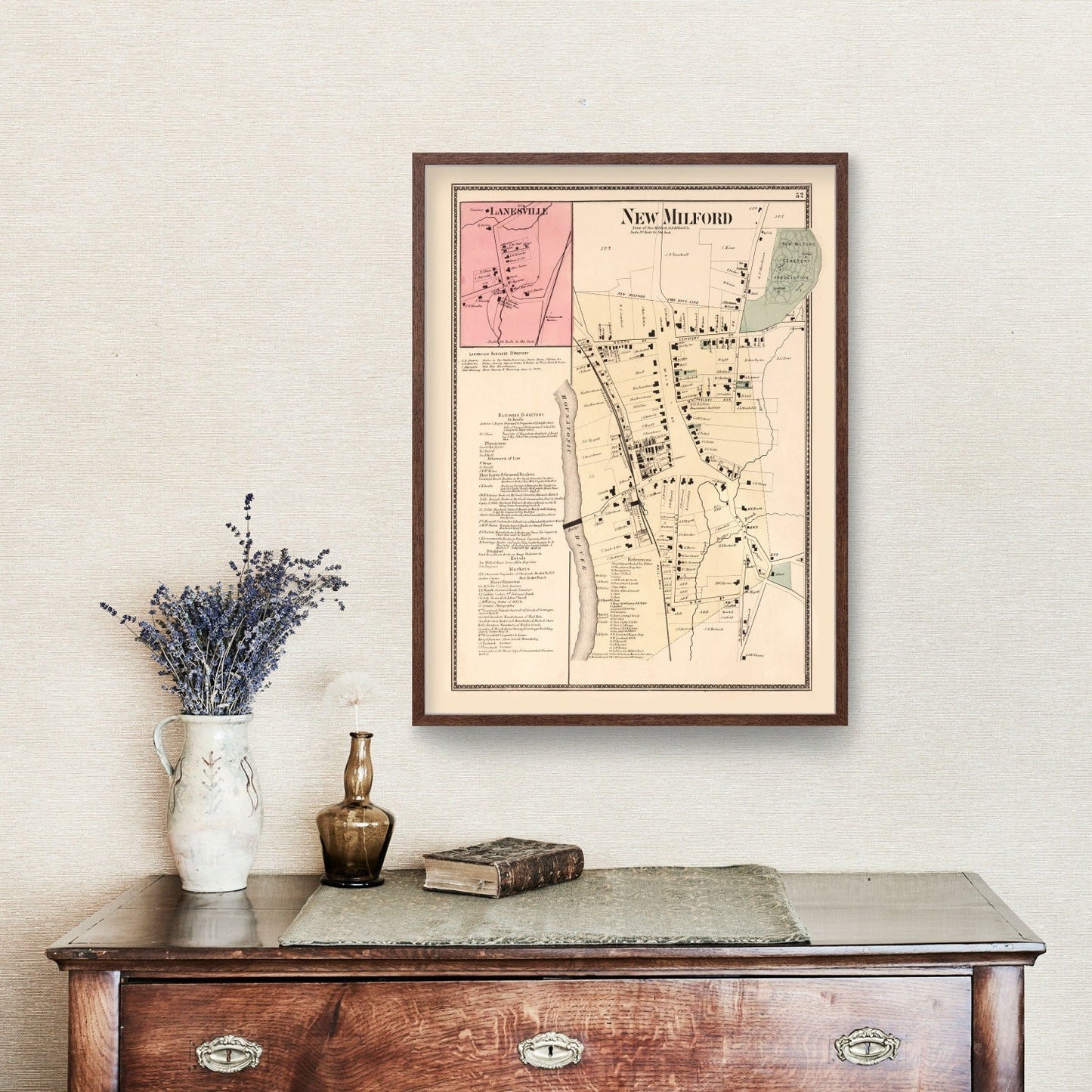 Vintage Map of Lanesville, Connecticut, 1867