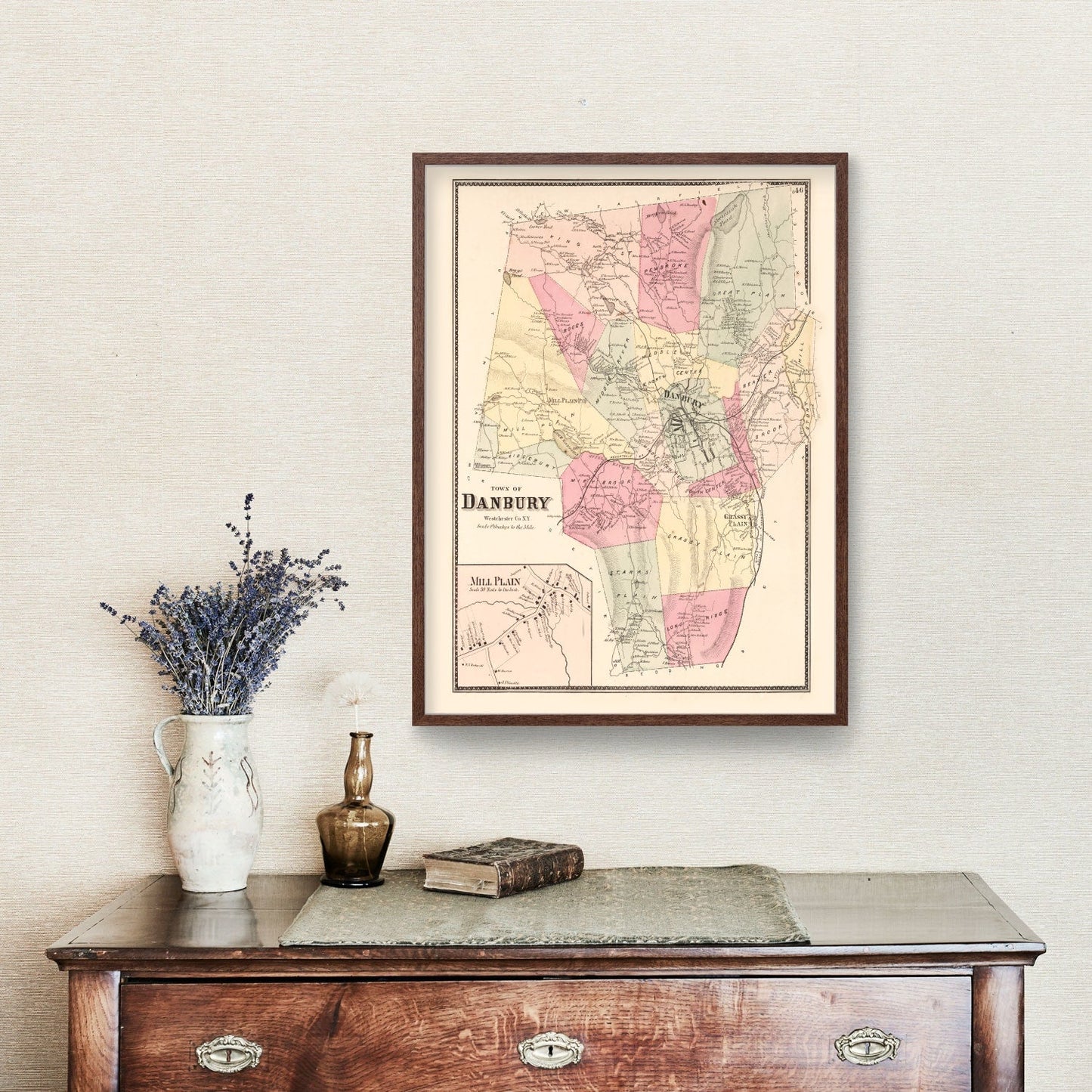 Vintage Map of Mill Plain, Connecticut, 1867