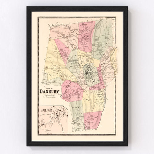 vintage map of Mill Plain, Connecticut, 1867