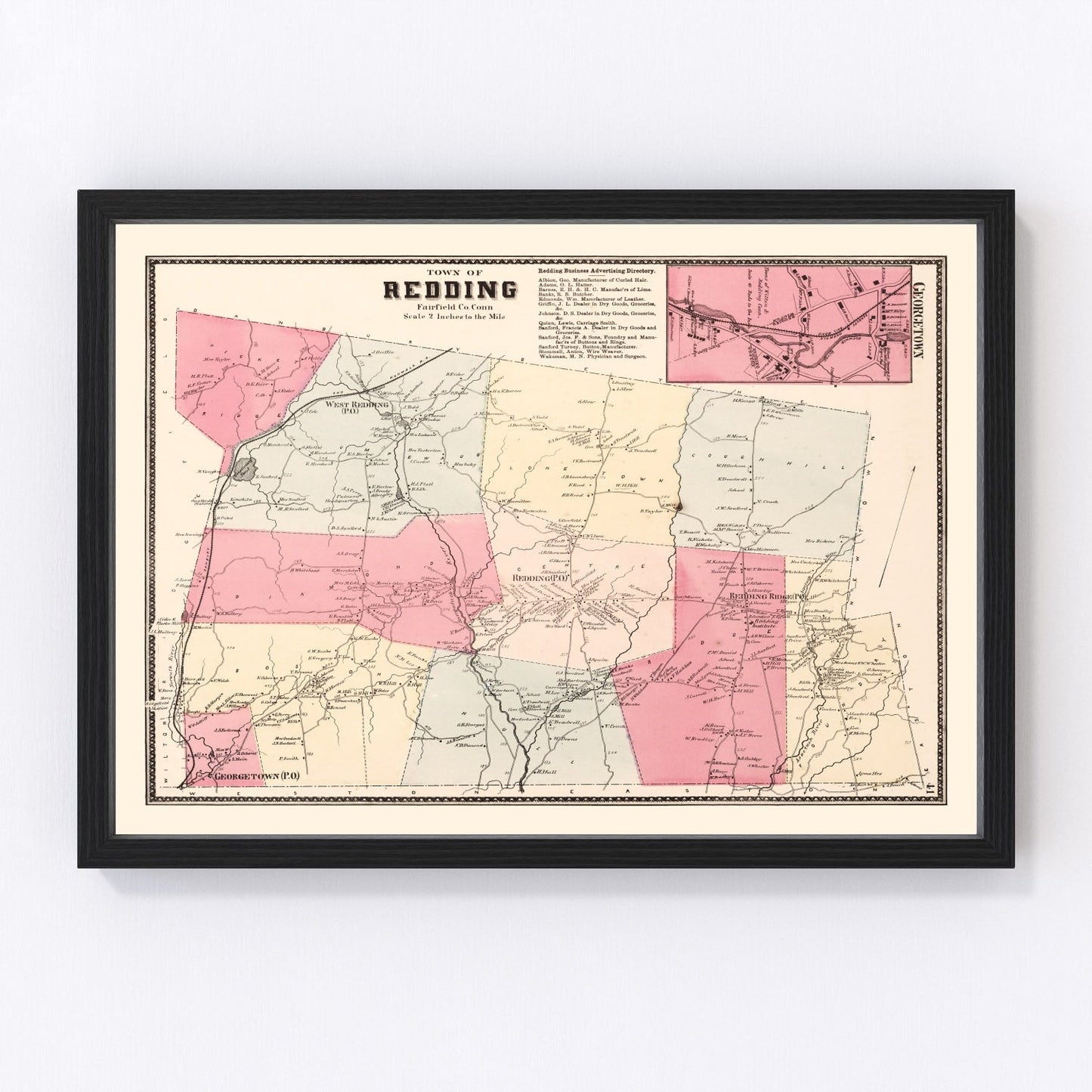 Vintage map of Georgetown, Connecticut, 1867