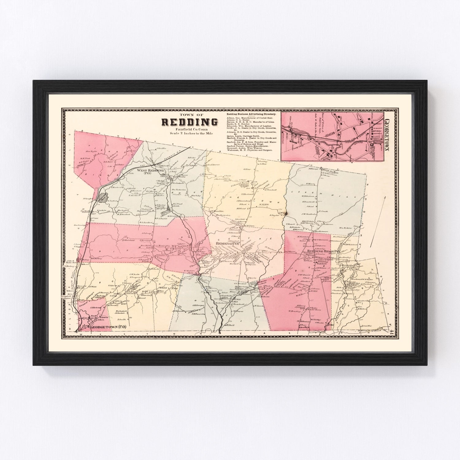 Vintage map of Georgetown, Connecticut, 1867