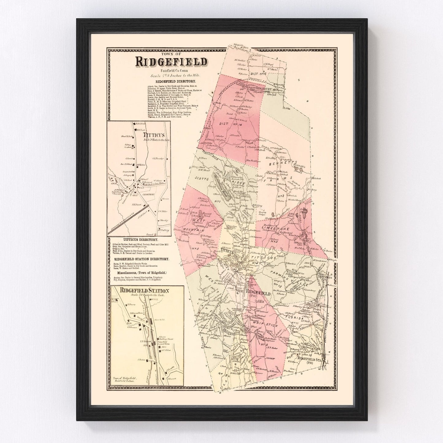 vintage map of Titicus, Connecticut, 1867
