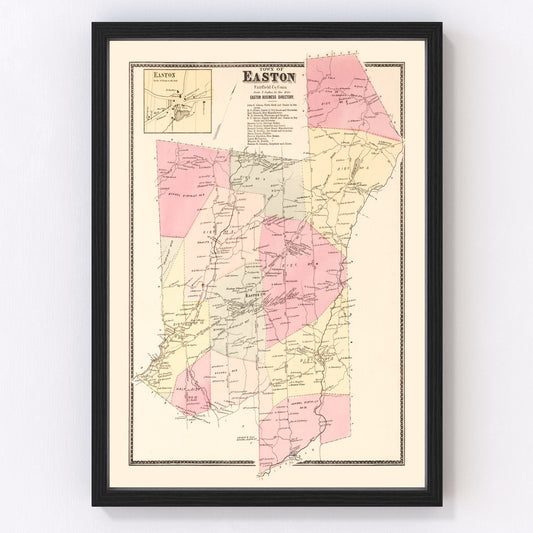 Vintage map of Easton, Connecticut, 1867