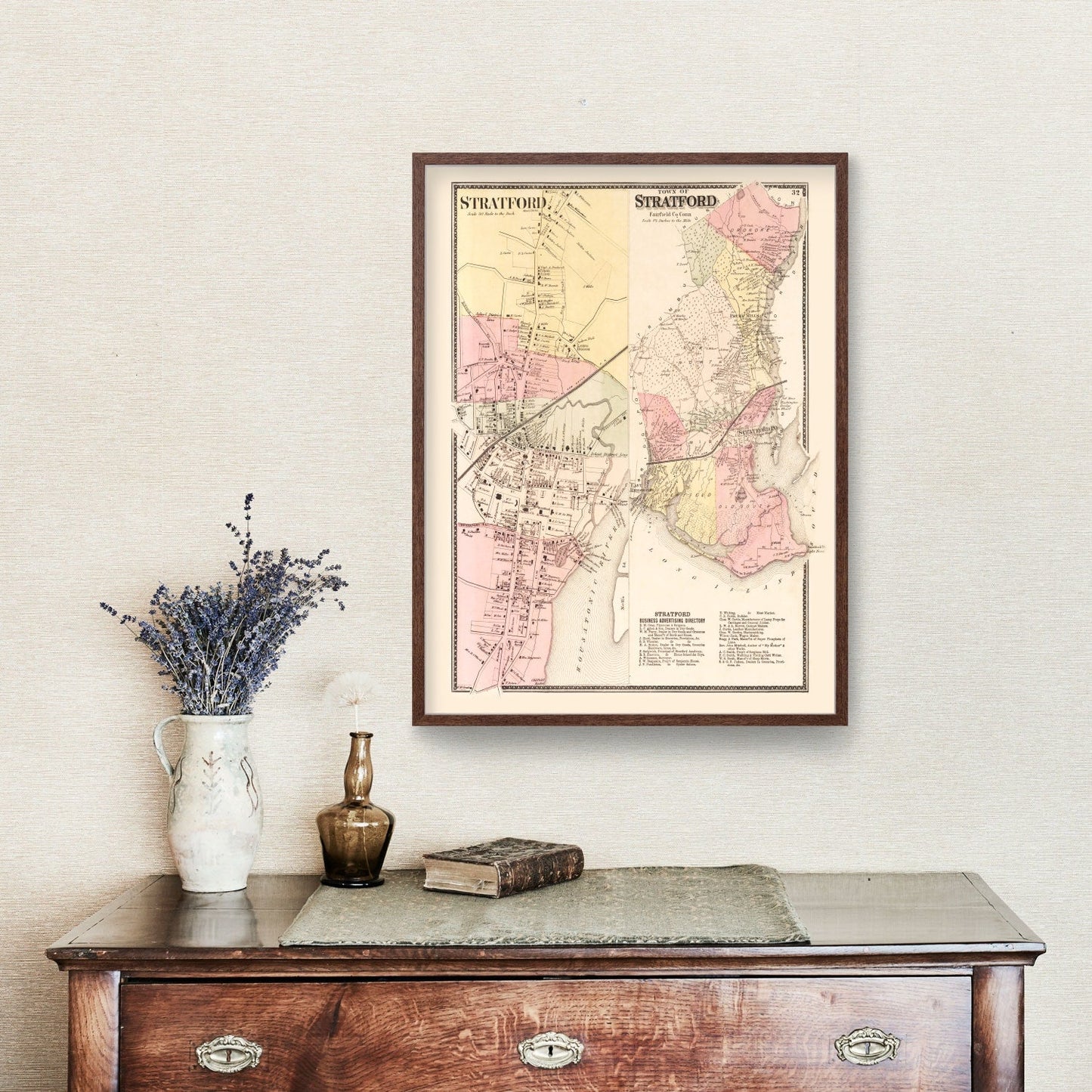 Vintage Map of Stratford, Connecticut, 1867