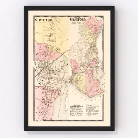 Vintage map of Stratford, Connecticut, 1867