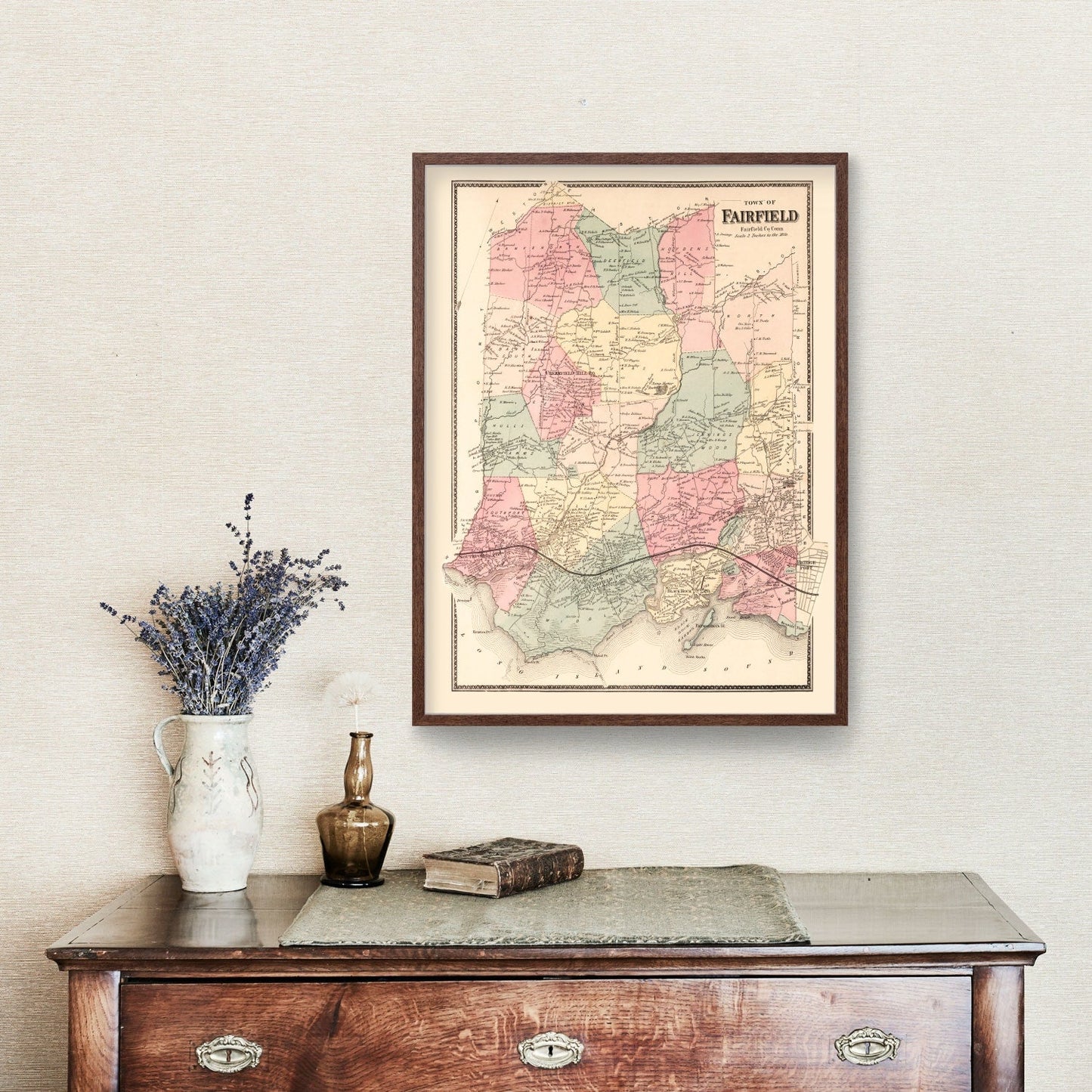Vintage Map of Fairfield, Connecticut, 1867