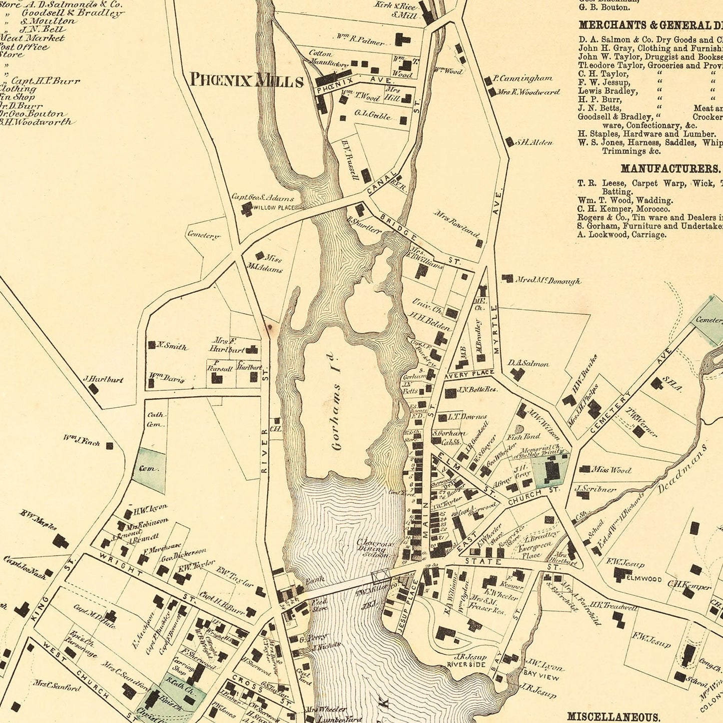 Vintage Map of Westport, Connecticut, 1867