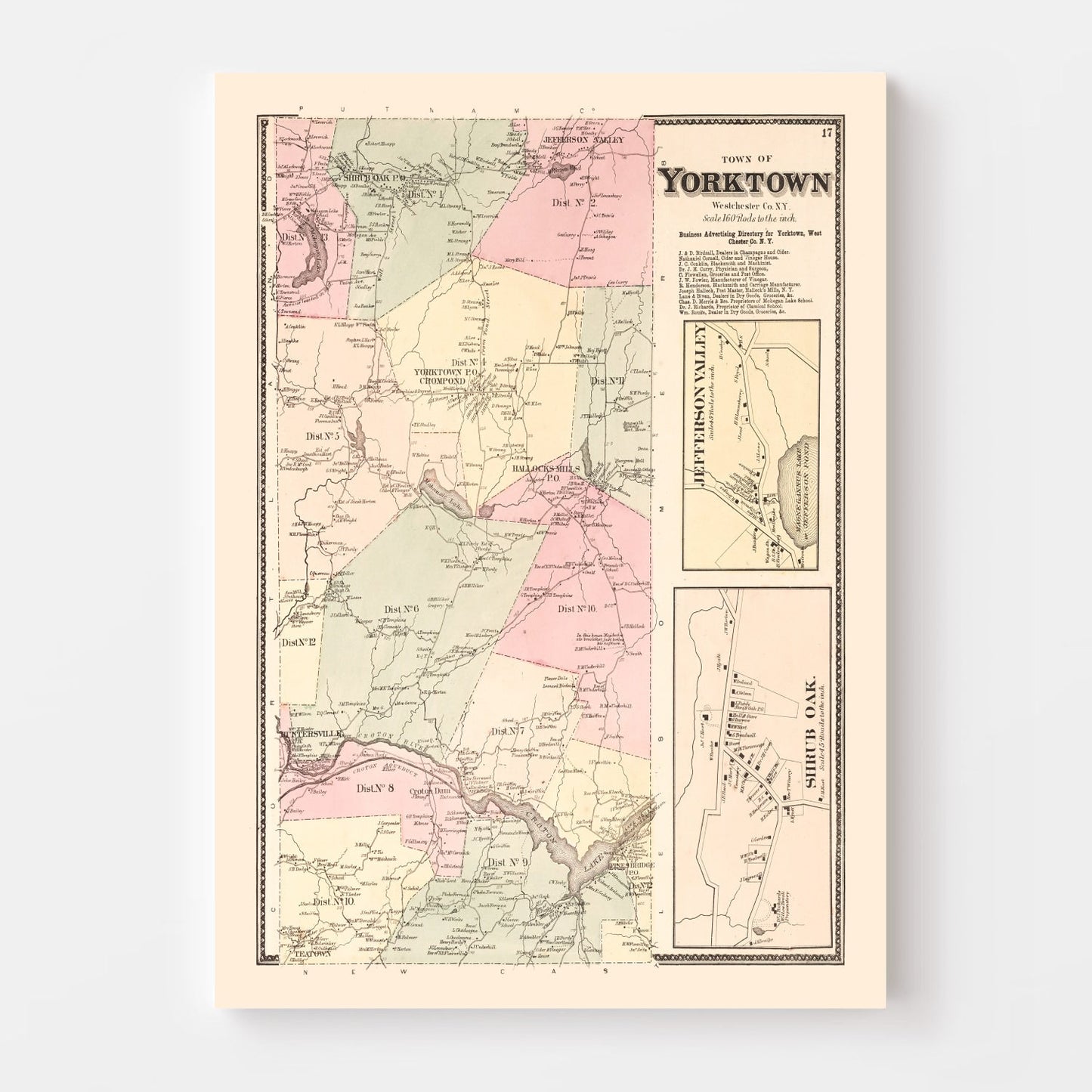Vintage Map of Jefferson Valley, New York, 1867