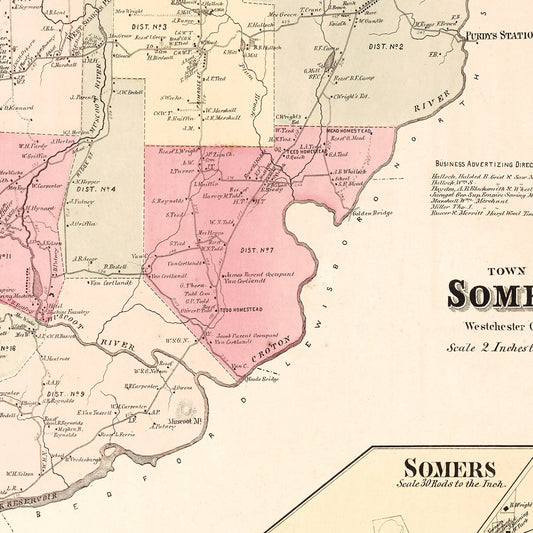 Vintage Map of Somers, New York, 1867