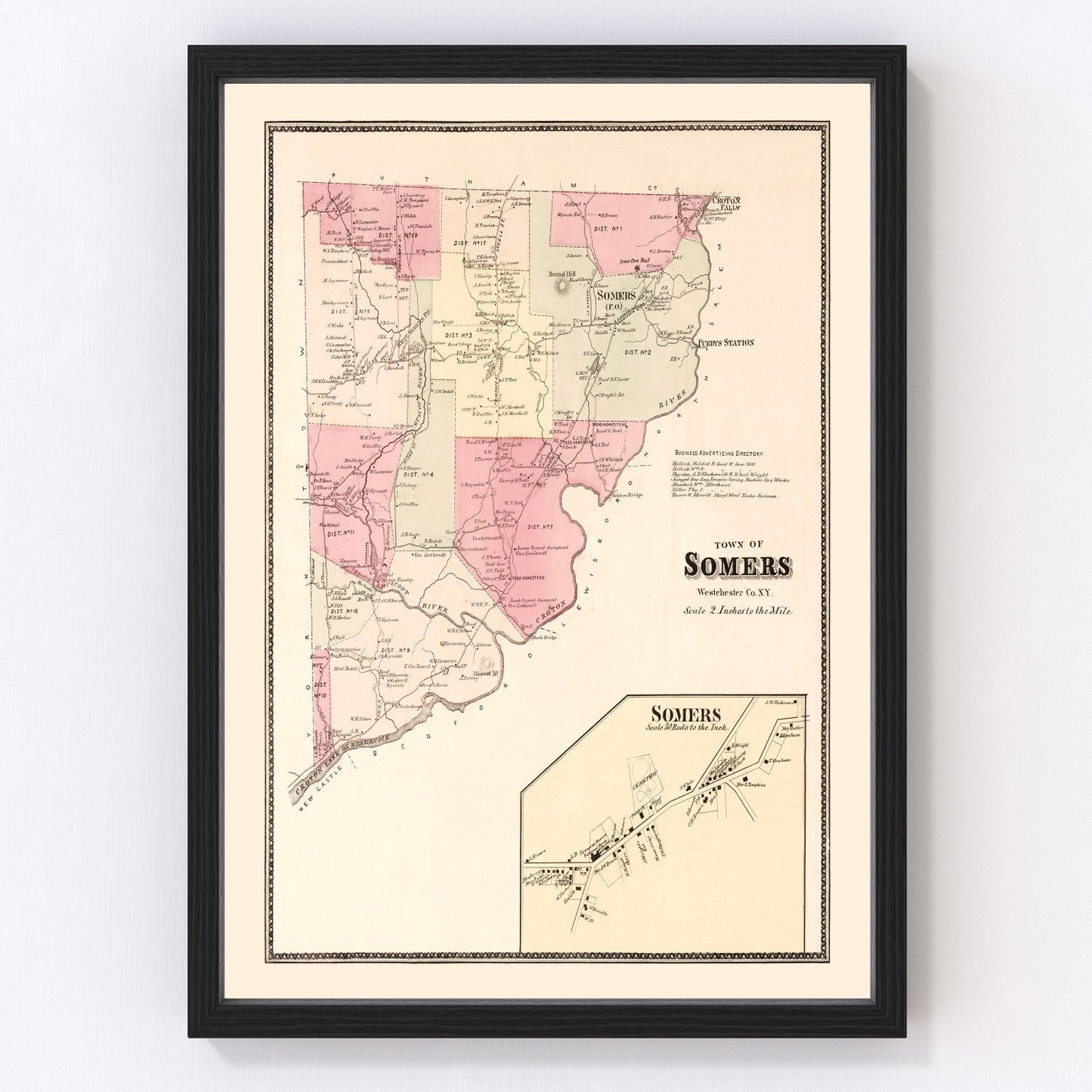 Vintage map of Somers, New York, 1867