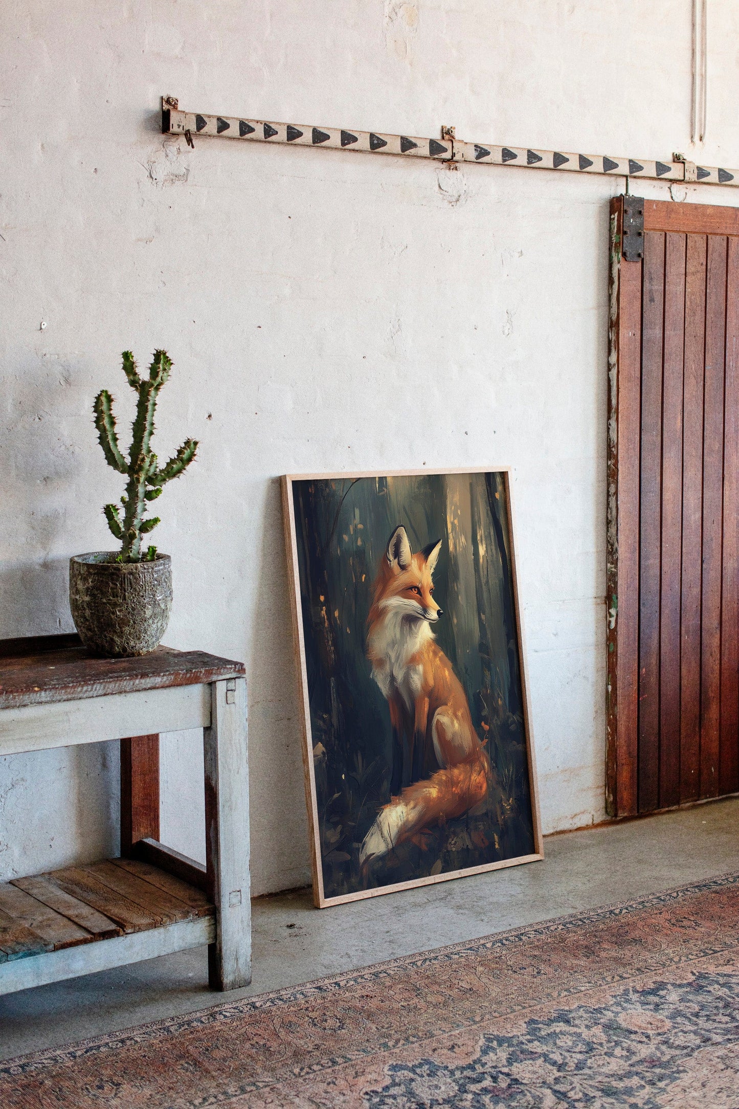 Fox in Mystical Forest Woodland Animal Wall Art Print
