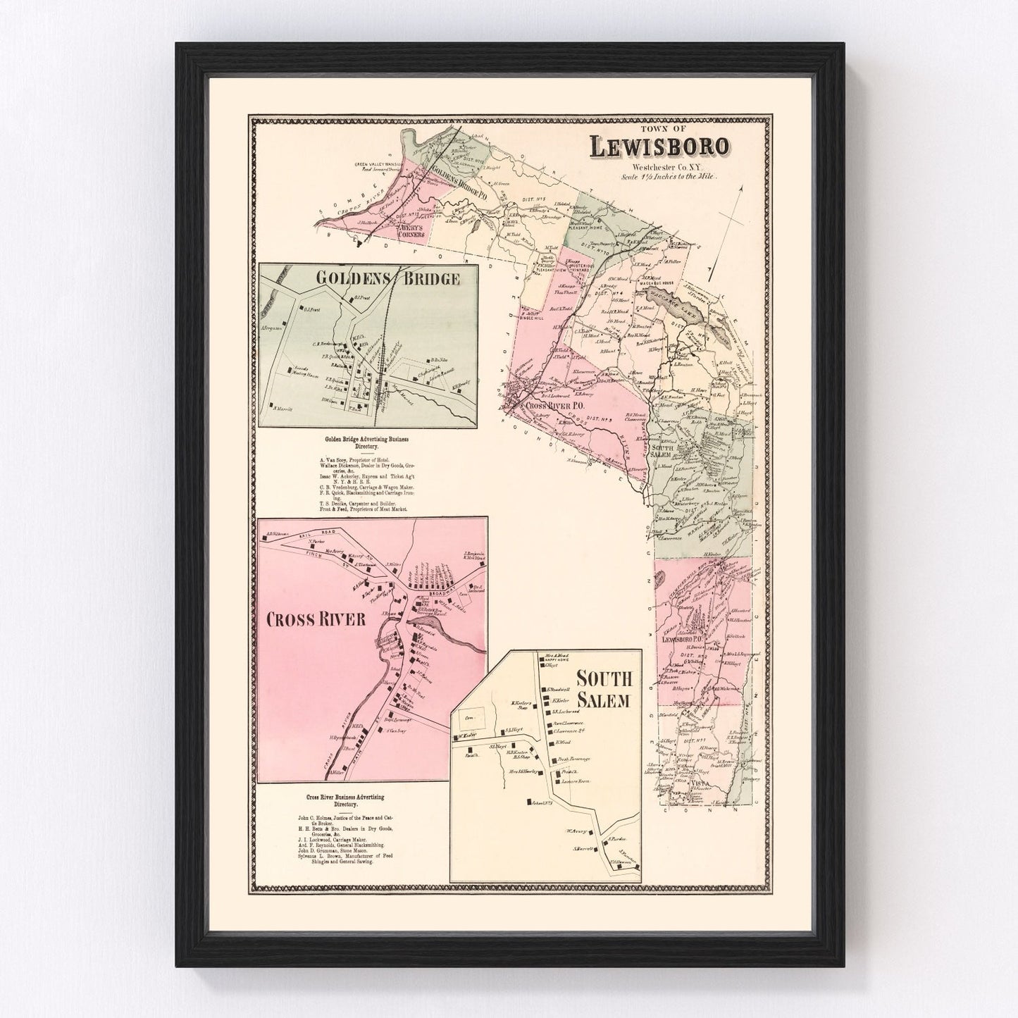 Vintage map of Goldens Bridge, New York, 1867