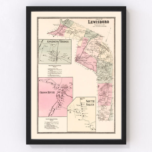 Vintage map of Goldens Bridge, New York, 1867